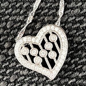 Sterling  silver CZ? Crystal? heart pendant necklace